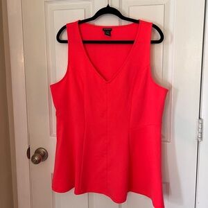 Torrid size 1 V-neck Peplum Top Sleeveless Bright Coral Blouse